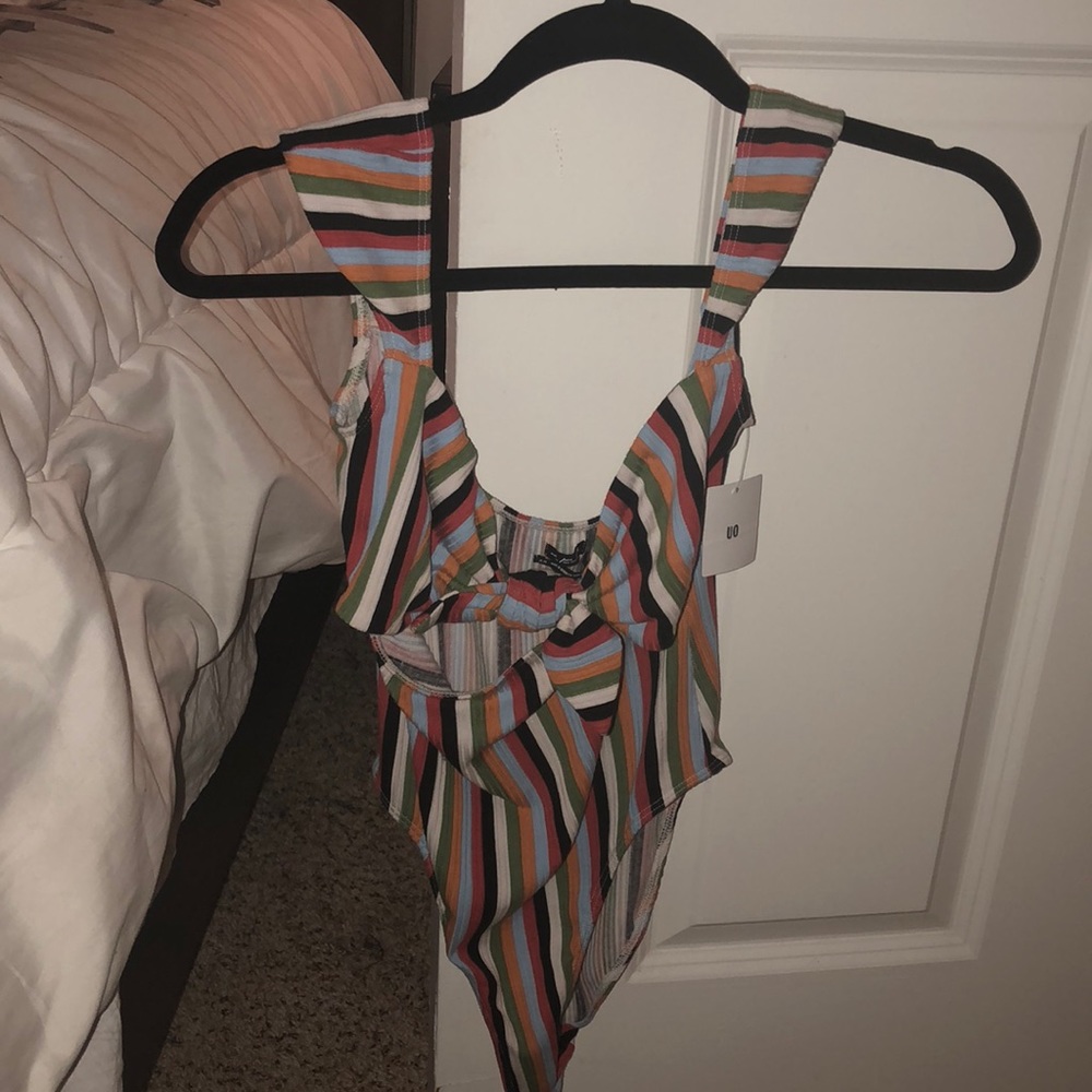 Multicolored stripe bodysuit
